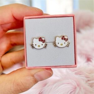Hello Kitty Pink and White gold Stud Earrings